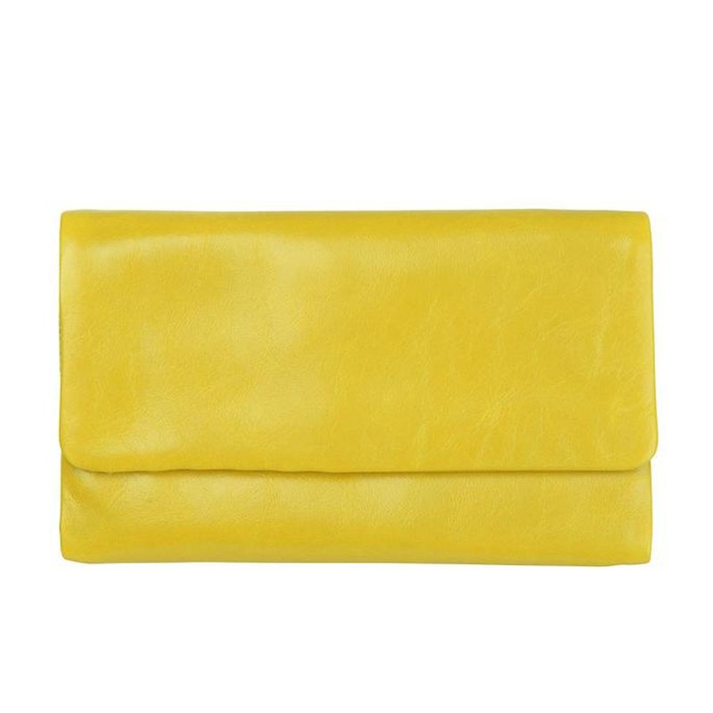 AUDREY long clip_Yellow / yellow - กระเป๋าสตางค์ - หนังแท้ สีเหลือง