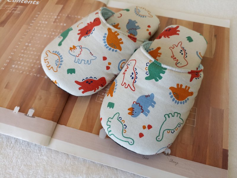 [Shipping within 5 days] Little Dinosaur Indoor Slippers Indoor Shoes Children's Indoor Slippers Slippers - Kids' Shoes - Cotton & Hemp Blue