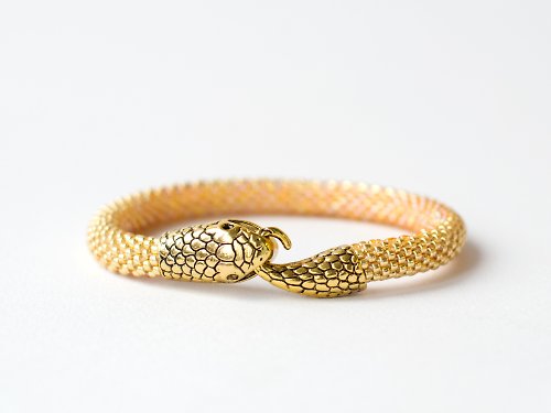 IrisBeadsArt Snake bracelet, Gold snake bracelet for women, Ouroboros, Snake jewelry