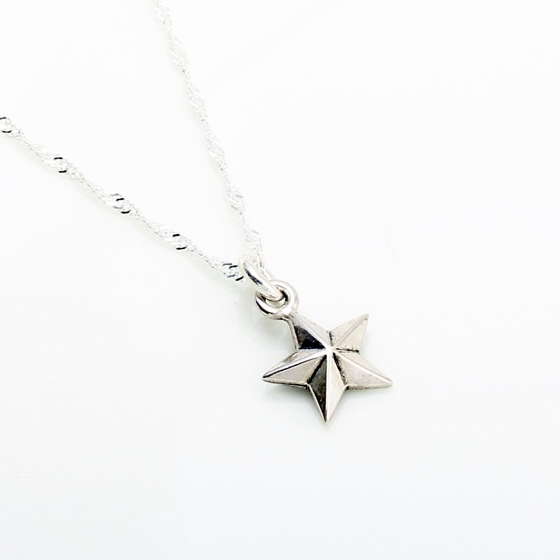Pentagram Star s925 sterling silver necklace Valentine's day gift - Necklaces - Sterling Silver Silver