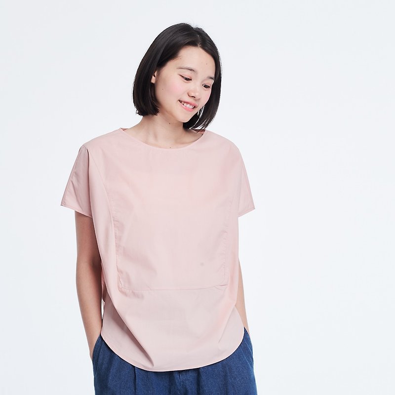 Debbie Simple Square Shaped Top Pink - トップス - コットン・麻 ピンク