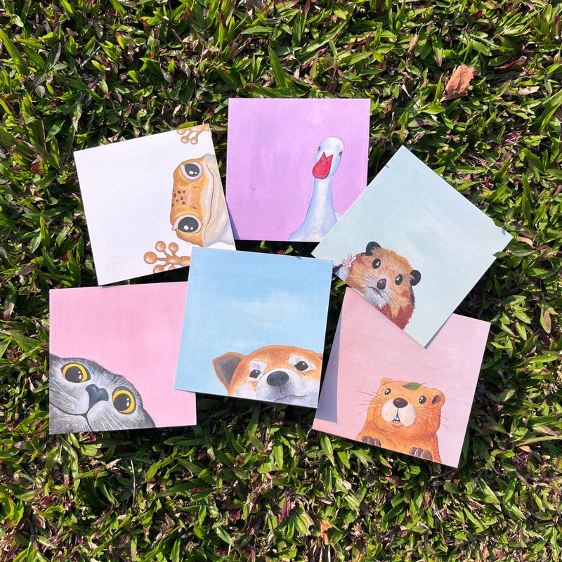 萌寵躲貓貓系列 - 方形明信片 - 六款 postcards - 卡片/明信片 - 紙 