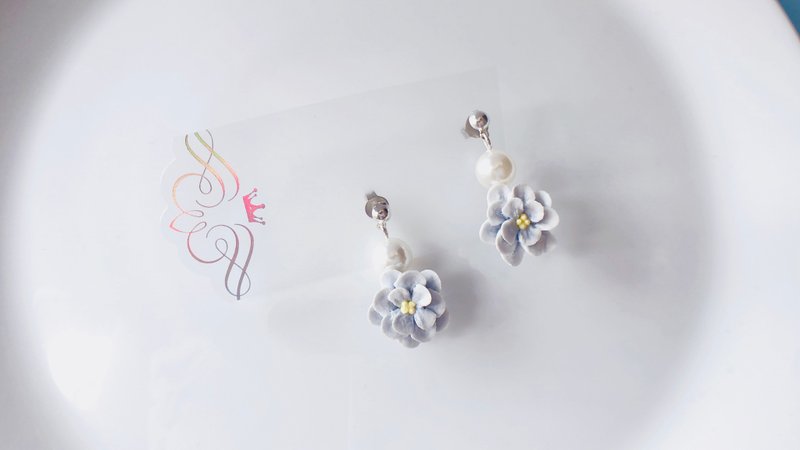 小清新* 手工黏土萬華鏡紫陽花耳環/耳夾 - 耳環/耳夾/耳骨夾 - 黏土 