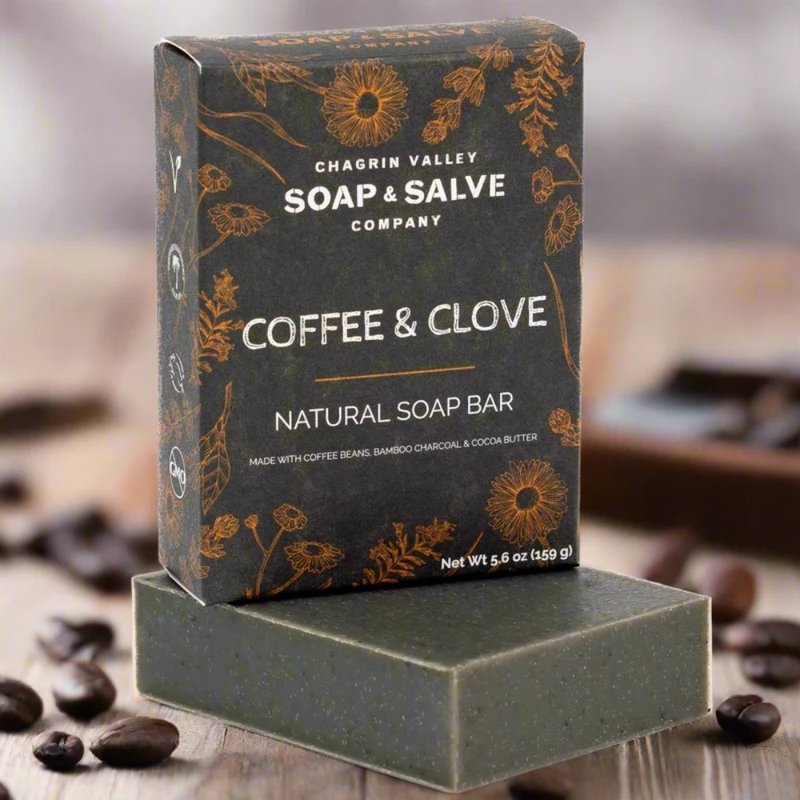 Chagrin Valley Soap: COFFEE & CLOVE SCRUBBY SOAP 5.6OZ - Soap - Fresh Ingredients Black