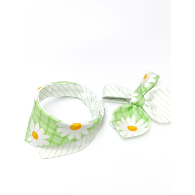 Picnic Day_Pet Scarf/Bow Tie - Collars & Leashes - Cotton & Hemp Green