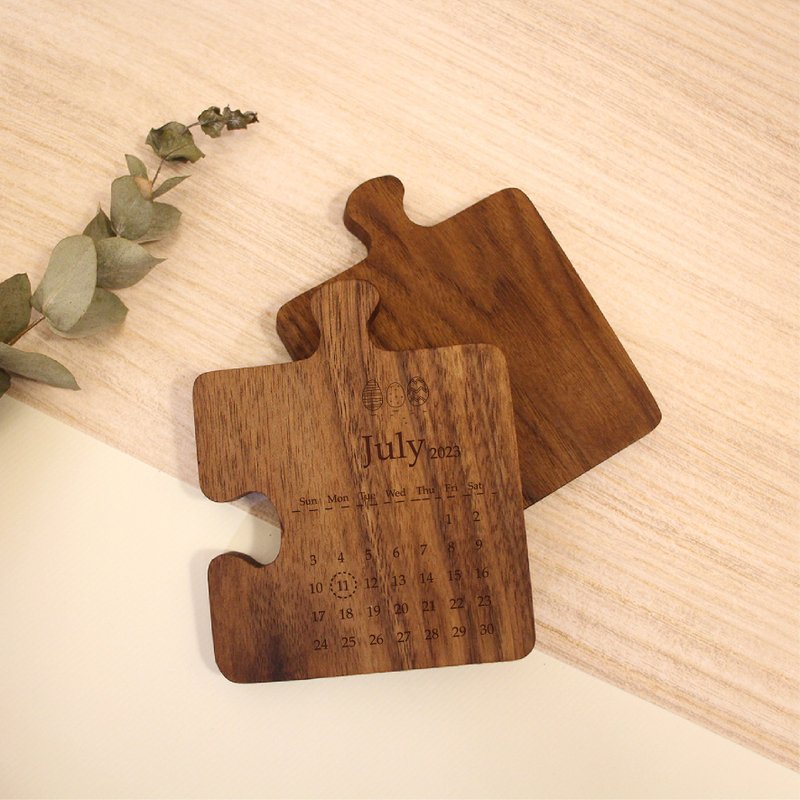 【Maki Design-Calendar Series】Atlas Nordic wooden puzzle coaster-customized date - ของวางตกแต่ง - ไม้ 