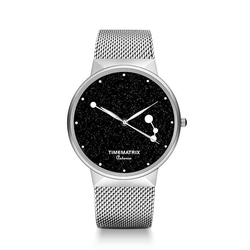 [Danish star Gemstone] Aries Time Matrix constellation creative fashion men's and women's quartz watch - นาฬิกาผู้ชาย - สแตนเลส สีเงิน