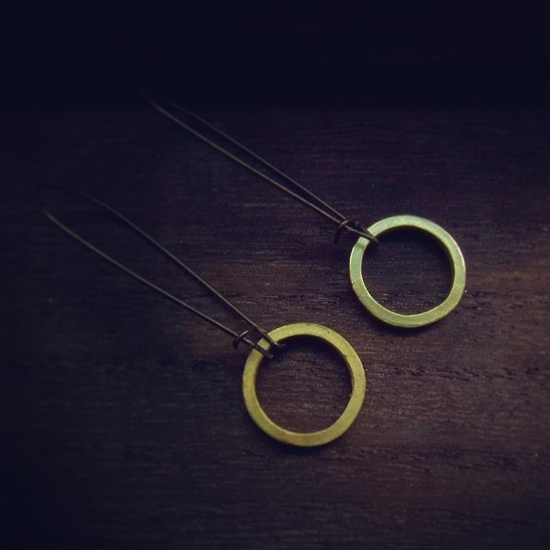 Circular loop - Metalworking handmade earrings earrings brass Brass Earrings - General Rings - Other Metals Gold