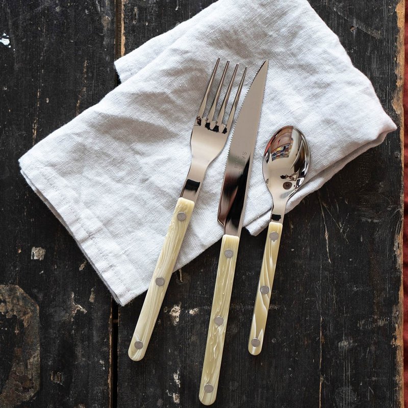 Sabre Paris-Bistrot復古酒館-亮面不鏽鋼主餐刀-隕石白 - 刀叉/湯匙/餐具組 - 其他金屬 多色