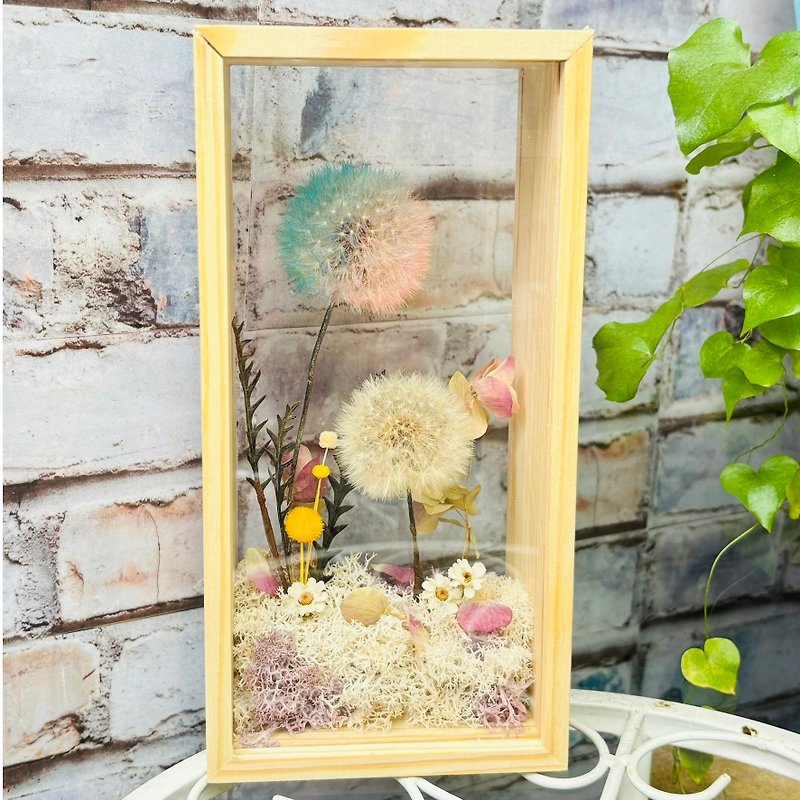 Dandelion Micro Landscape Color Double-Sided Photo Frame Garden Preserved Flower Gift - Items for Display - Plants & Flowers 