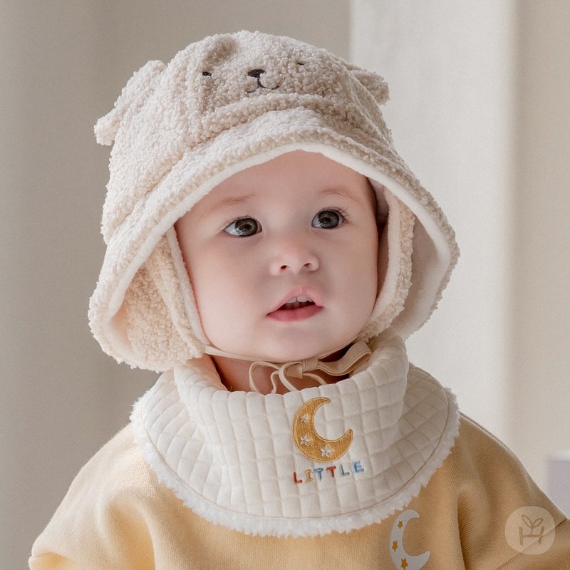 Happy Prince Made in Korea Enzo Yellow Moon Edelweiss Lined Baby Bib - ผ้ากันเปื้อน - เส้นใยสังเคราะห์ 