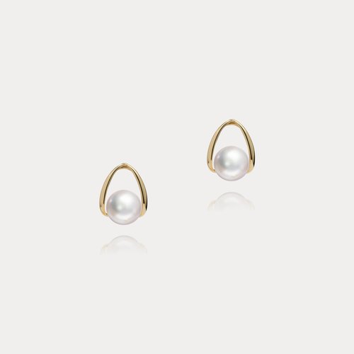 瑭果盒珠寶·設計 La Bonbonnière Jewelry Limpid | 7.5-8mm V型貼耳珍珠耳環/耳針 日本Akoya海水珍珠 18K