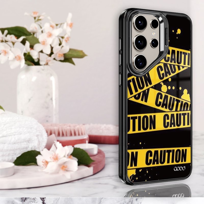 Samsung S25/S24/S23系列 軍規防摔合金框隱形立架手機殼-封鎖線 - 手機殼/手機套 - 其他材質 多色