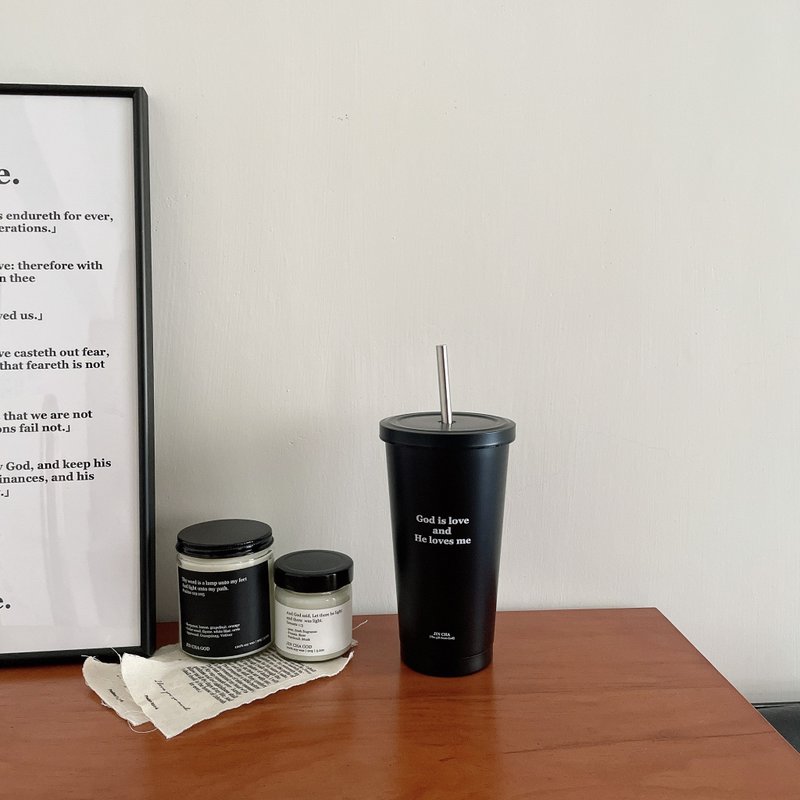 JIN CHA GOD God is love and he loves me 吸管杯 - 霧黑 - 其他杯子 - 不鏽鋼 黑色
