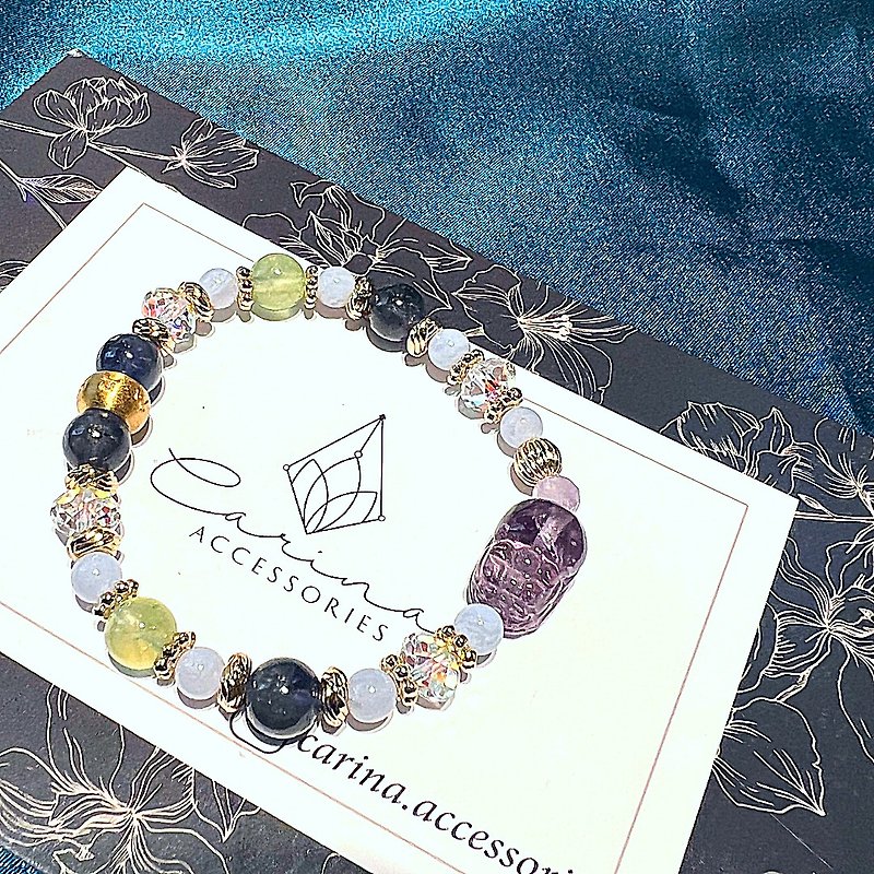 carina accessories energy crystal bracelet amethyst brave sterling silver six-character proverb lucky - สร้อยข้อมือ - คริสตัล สีม่วง