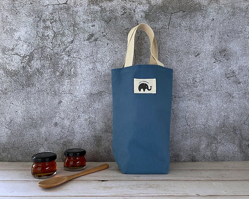 [Purely Handmade] Turkish Blue Kettle/Drink/Ice Cup Bag Umbrella Bag Handbag - ถุงใส่กระติกนำ้ - ผ้าฝ้าย/ผ้าลินิน 