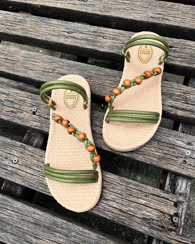 boho sandals green macrame shoes para rubber sole summer sandal bohemian style - Sandals - Latex Green