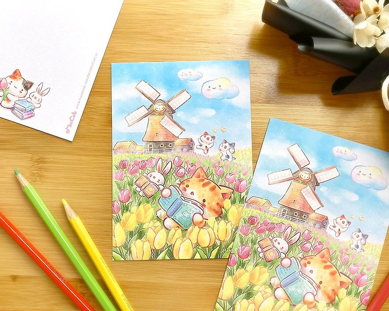 Secret Cat Reading Fun-Dutch Postcards - Cards & Postcards - Paper Multicolor