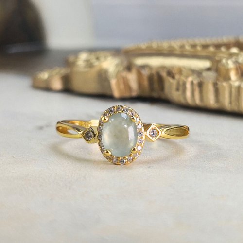 NOW jewelry 靜心 玉之美 冰種 緬甸玉 翡翠 冰種淡綠 純銀戒 寶石戒指 禮物