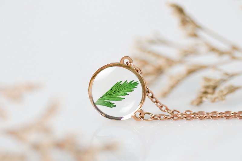 Necklace rose gold (fern) - 項鍊 - 玫瑰金 綠色