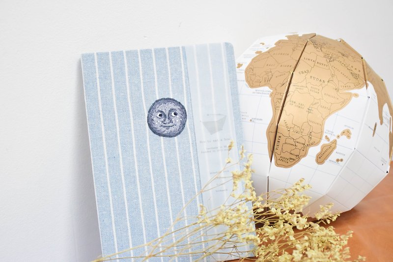 月のブラック側/  - ボウル手作りの布の本/刺繍スポットカバーを食べる方法 - ノート・手帳 - コットン・麻 ブルー