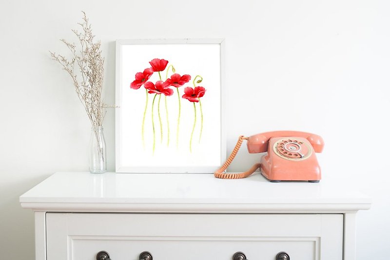 【Poppy】Limited Edition Watercolor Print. Flower Painting Floral Wall Art. - Posters - Paper 