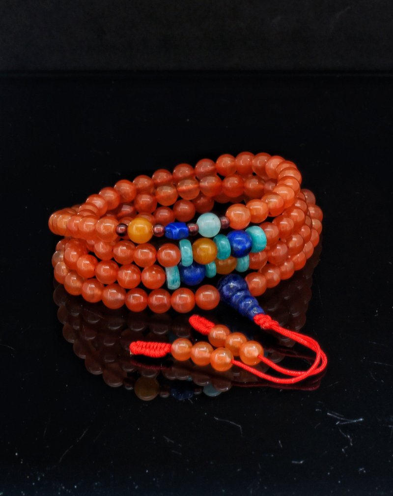 南紅瑪瑙櫻桃紅料 6mm 108粒 手串唸珠 ( HKA9067 ) ( 無彈性 ) - 手鍊/手環 - 寶石 