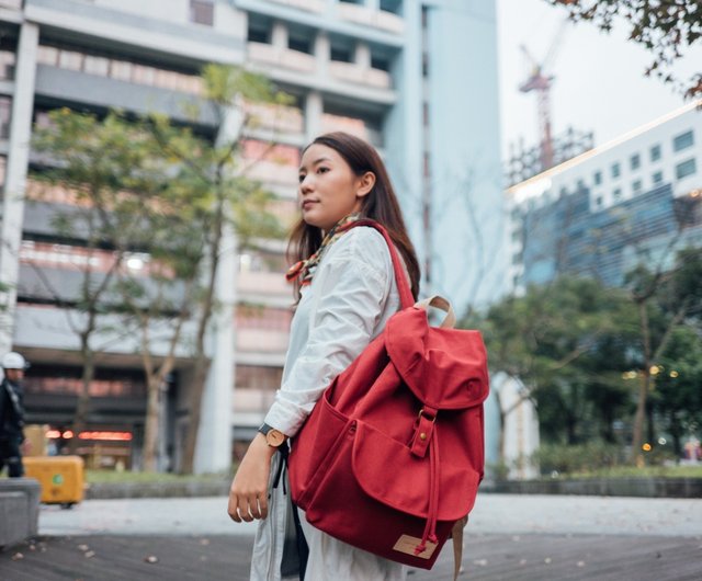 GET AWAY canvas backpack with front pocket red Shop Something Simple Backpacks Pinkoi