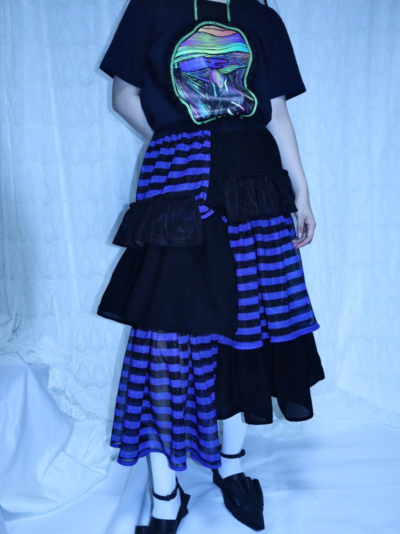 gather tiered skirt 6009BLmeikeiin handmade - กระโปรง - วัสดุอื่นๆ สีดำ