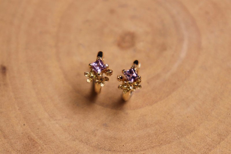 【花壇の花壇】春紫の太陽ピアス - ピアス・イヤリング - 貴金属 ゴールド