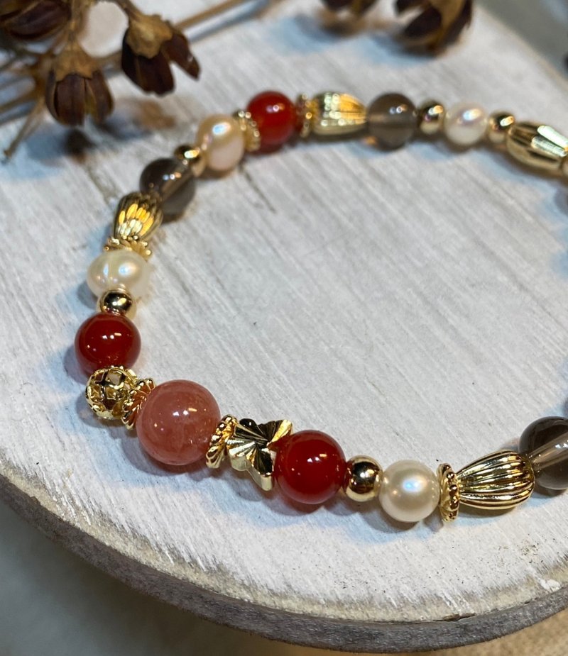 One Yuan Renewed Everything - Stone Citrine Red Agate Pearl - สร้อยข้อมือ - เครื่องประดับพลอย 