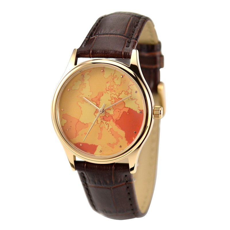 Warm Colours Europe Map Watch Unisex Free shipping worldwide - Women's Watches - Other Metals Orange