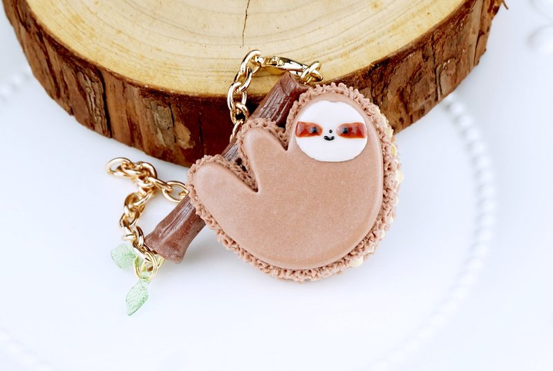 Lazy Sloth Macaron Bag Ornament - Charms - Clay Brown