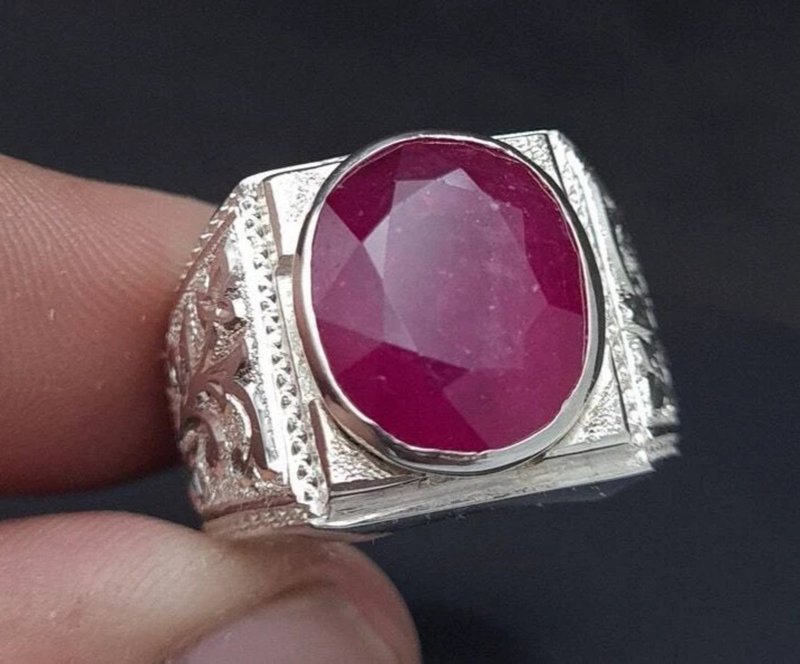 Natural African Ruby Ring Glass Filled Big size ruby mens ring fashion rings - 戒指 - 寶石 紫色