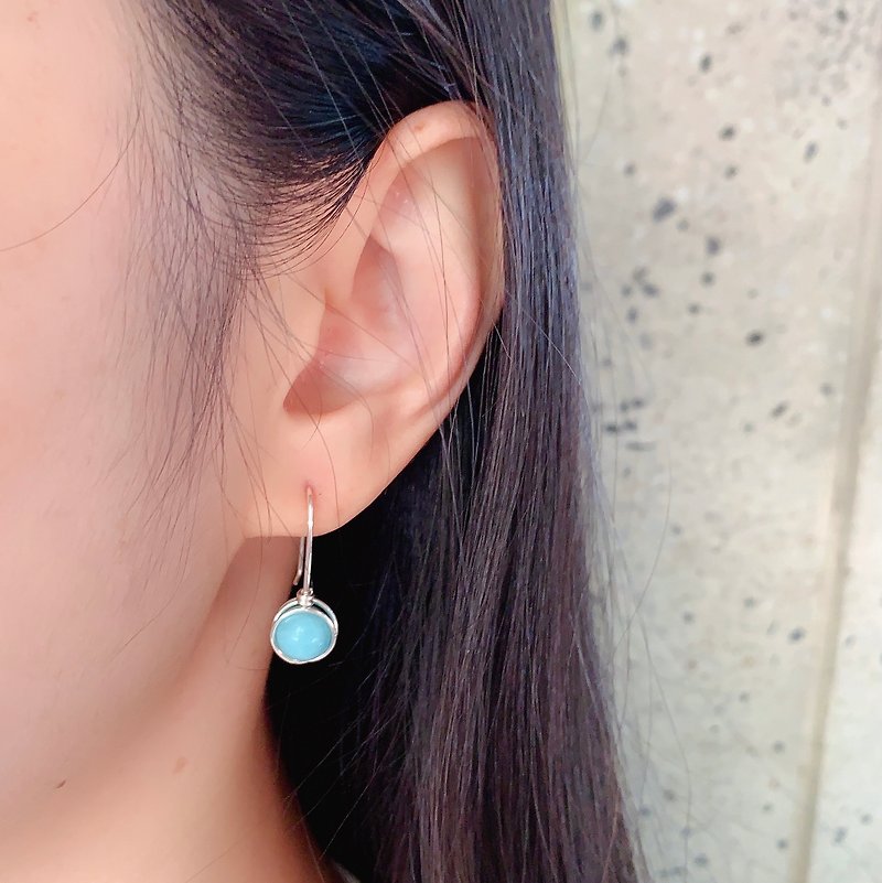 Amazonite Hook Earrings | 14K Gold Filled | 925 Silver | Gemstone - ต่างหู - เครื่องเพชรพลอย สีน้ำเงิน