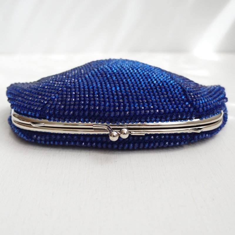 Ba-ba (m)  Acrylic beads crochet petit bag No.2153 - 化妝包/收納袋 - 其他材質 藍色