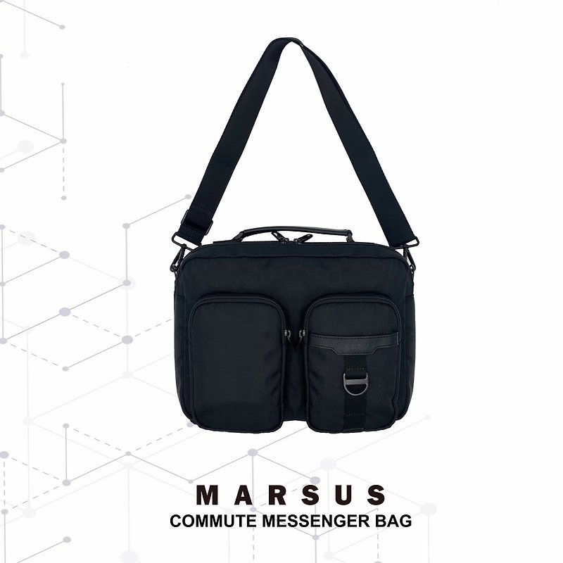 MARSUS COMMUTE CROSSBODY nylon all-match waterproof laptop side backpack - กระเป๋าแมสเซนเจอร์ - เส้นใยสังเคราะห์ 
