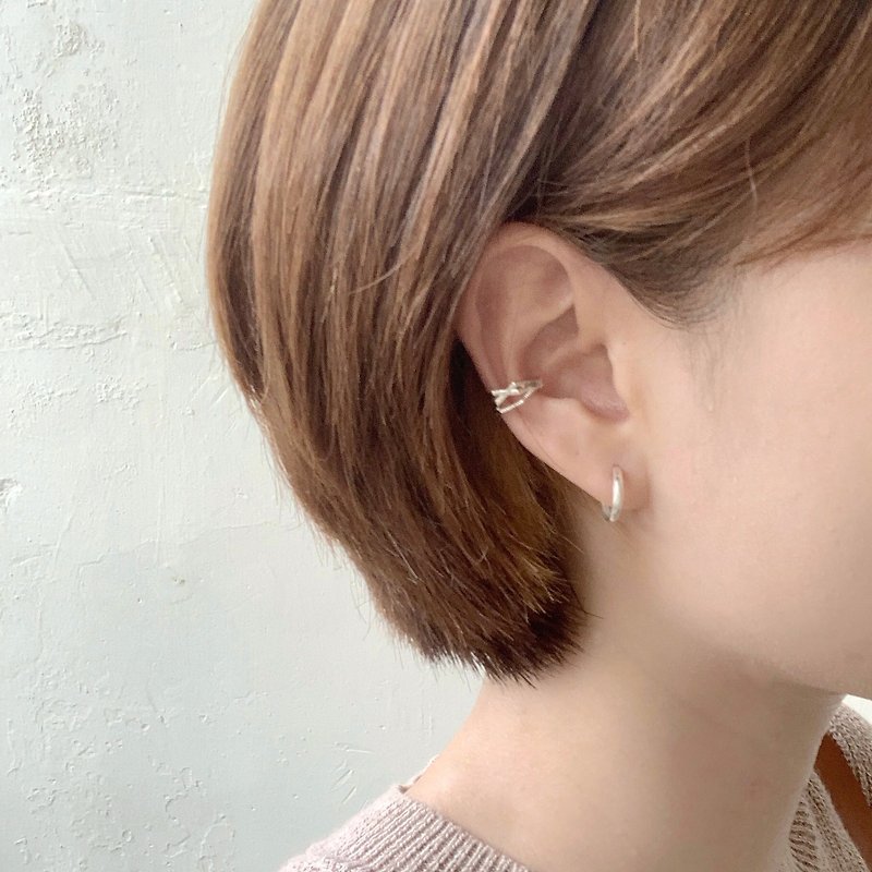 Simple Cuff/ 簡約點綴耳骨夾 稜角款 - 耳環/耳夾 - 銅/黃銅 銀色