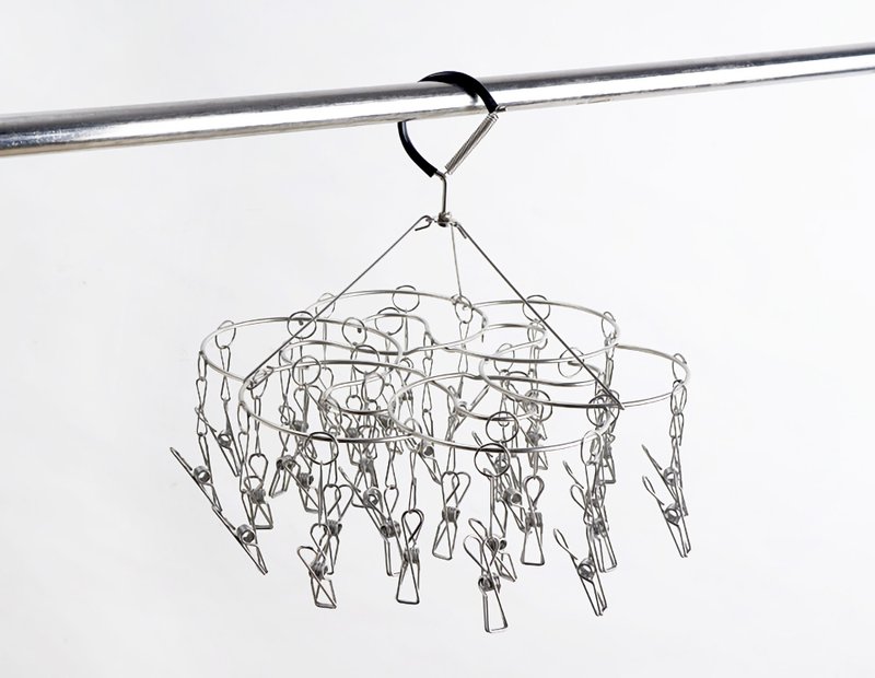 304 Stainless Steel petal drying socks rack 36 clip hanging hanger for more than ten years, word of mouth clip has been continuous for many years - ตะขอที่แขวน - สแตนเลส สีเงิน