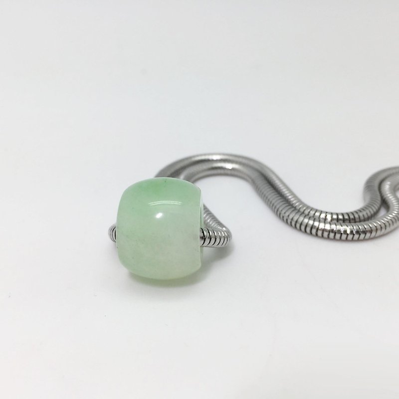 Burma Jade Necklace May Birthstone Heishe Bead 3mm Stainless Steel - สร้อยคอ - หยก สีเขียว