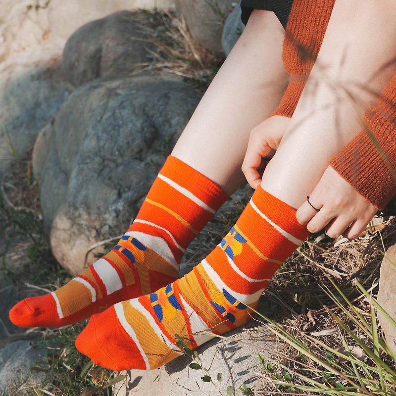 Long Zongyouqian parent-child socks (artist joint model) | 2 colors - Socks - Cotton & Hemp Red