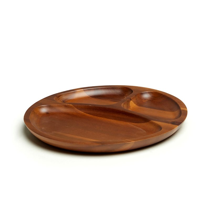 【LUCKY WOOD】Wooden home utensils- acacia wood round dinner plate - จานและถาด - ไม้ 