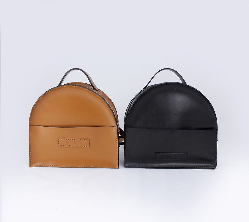 Tanela leather brown color and black color  back pack with handle - กระเป๋าเป้สะพายหลัง - หนังแท้ สีนำ้ตาล