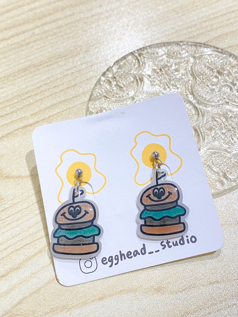 Egg Burger handmade earrings - Earrings & Clip-ons - Other Materials 