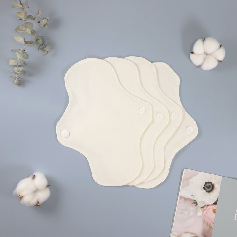 Organic cotton Cloth sanitary pad group X4 pieces cloth sanitary cotton Day Pads - Feminine Products - Cotton & Hemp White
