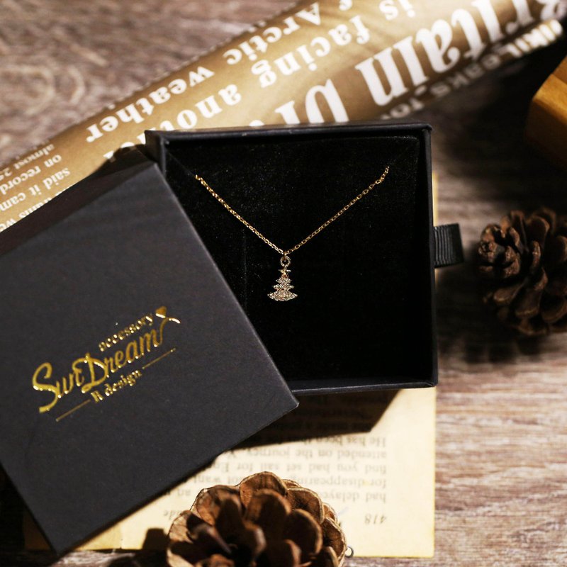 Christmas Project-Wish Christmas Tree Necklace [with gift box packaging] - สร้อยคอ - ทองแดงทองเหลือง สีส้ม