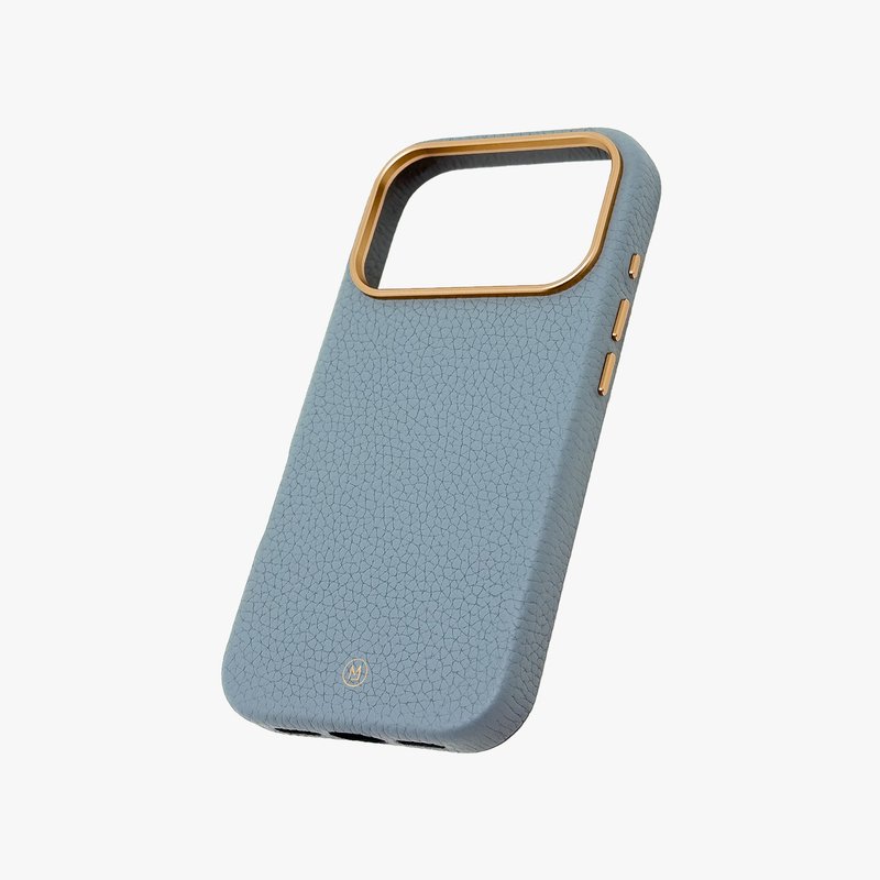 iPhone 17 手造皮革MagSafe客製化真皮革防摔手機殼 磁吸 Pro Max - 手機殼/手機套 - 真皮 藍色
