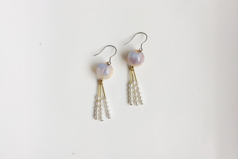 White jade pearl bubble pearl glass ball earrings - Earrings & Clip-ons - Glass Blue