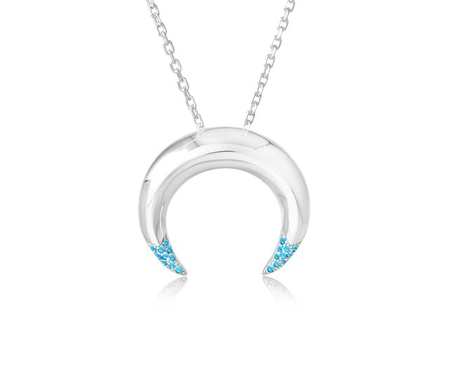 Buy Sterling Silver Crescent Moon Upside Down Moon Necklace Half Online in  India 