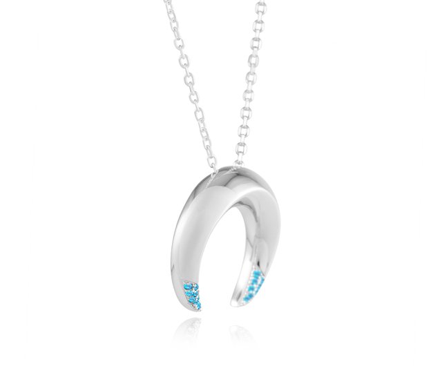 Half-Moon Topaz Sterling Silver Pendant (18 in)